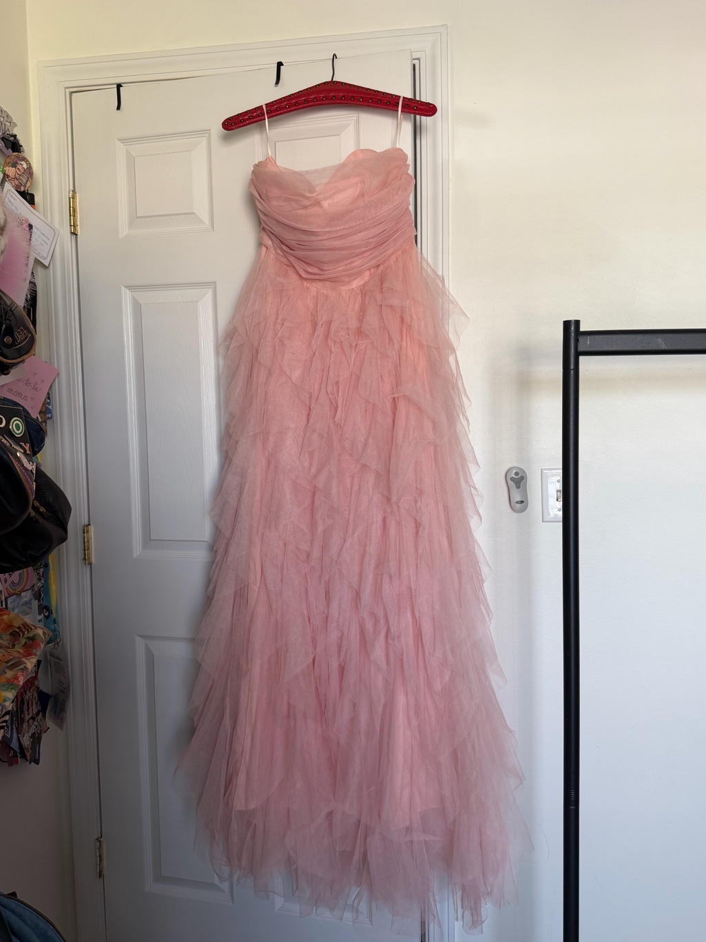Faeriesty Romantic Strapless Pink Dress Layered Ruffle Tulle Dress Large